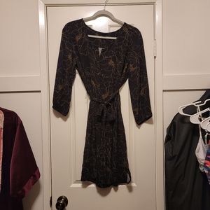 Ann Taylor Black Dress size M Poppy Print